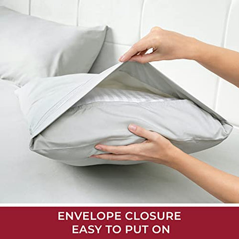 King Size Sheet Set - Luxury 1800 Bedding Sheets & Pillowcases - Extra Soft Cooling Bed Sheets - Deep Pocket up to 16 inch Mattress 4 Piece Light Gray