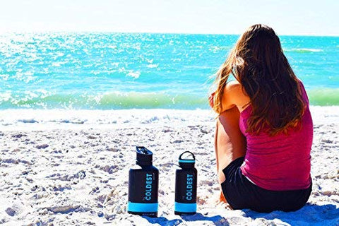 The Coldest Water Bottle 32 oz Wide Mouth Insulated Stainless Steel Hydro Thermos - Cold up to 36 Hrs/Hot 13 Hrs Double Walled Flask with Strong Cap