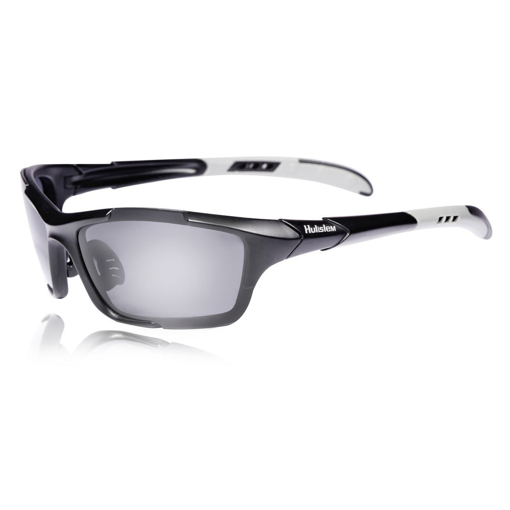 Hulislem S1 Sport Polarized Sunglasses FDA Approved (Matte Black-Smoke) Sunglasses For Men Women Mens Womens Running Golf Sports