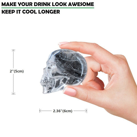 3D Skull Flexible Silicone Ice Cube Mold Tray, Makes Four Giant Skulls, Round Ice Cube Maker, Black- Pack of 1