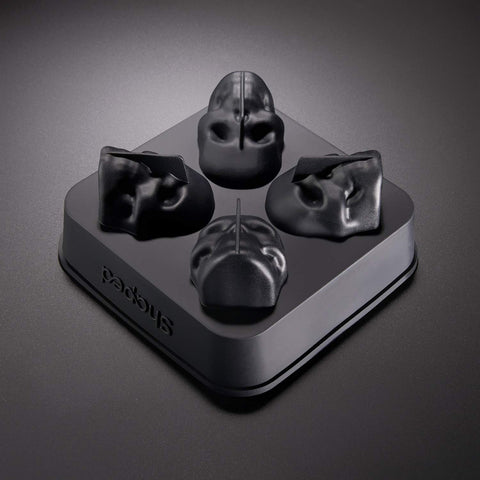 3D Skull Flexible Silicone Ice Cube Mold Tray, Makes Four Giant Skulls, Round Ice Cube Maker, Black- Pack of 1