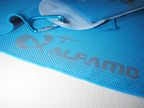 Cooling Towel for Instant Relief, 40" Long - Ultra Soft - Keep Cool for Running Biking Hiking Golf & All Other Sports, Waterproof Bag with Carabiner
