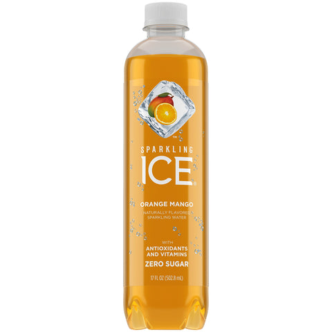 Sparkling Ice Orange Mango Sparkling Water, with Antioxidants and Vitamins, Zero Sugar, 17 Ounce Bottles (Pack of 12)