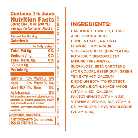 Sparkling Ice Orange Mango Sparkling Water, with Antioxidants and Vitamins, Zero Sugar, 17 Ounce Bottles (Pack of 12)