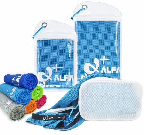 Cooling Towel for Instant Relief, 40" Long - Ultra Soft - Keep Cool for Running Biking Hiking Golf & All Other Sports, Waterproof Bag with Carabiner