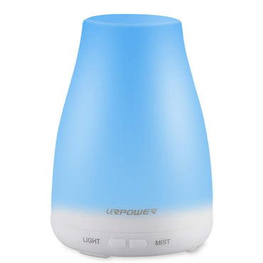 Essential Oil Diffuser Aroma Oil Cool Mist Humidifier with Adjustable Mist, Waterless Auto Shut-off and 7 Color LED Lights Changing for Home (White)