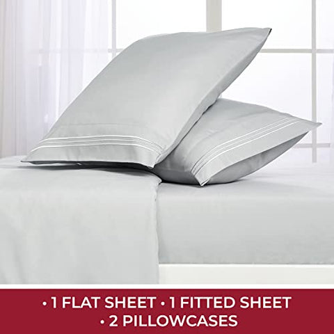 King Size Sheet Set - Luxury 1800 Bedding Sheets & Pillowcases - Extra Soft Cooling Bed Sheets - Deep Pocket up to 16 inch Mattress 4 Piece Light Gray