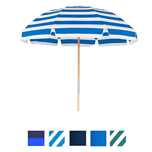 7.5 ft. Heavy Duty Shade Star Steel Frankford Beach Umbrella with Ash Wood Pole, Olefin Fabric, Carry Bag