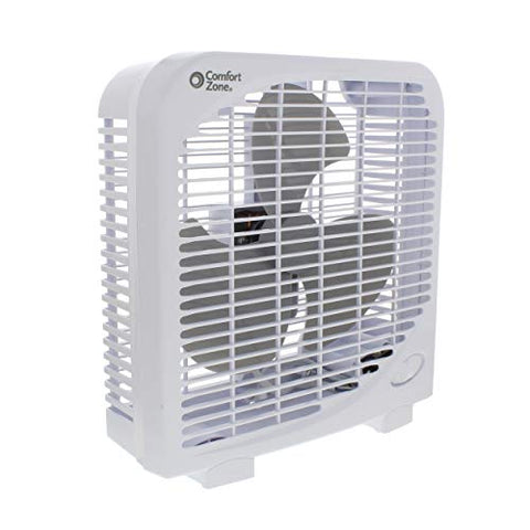 Comfort Zone CZ9BWT Portable 9-inch 2-Speed Quiet Box Fan for Home