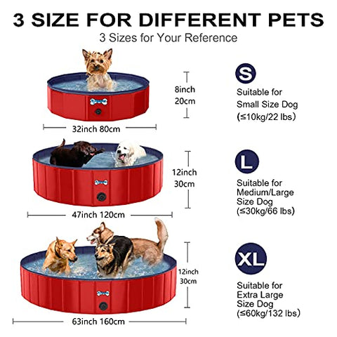 V-HANVER Foldable Dog Pool Hard Plastic Collapsible Pet Bath Tub for Puppy Small Dogs Cats and Kids, 32 X 8 inch
