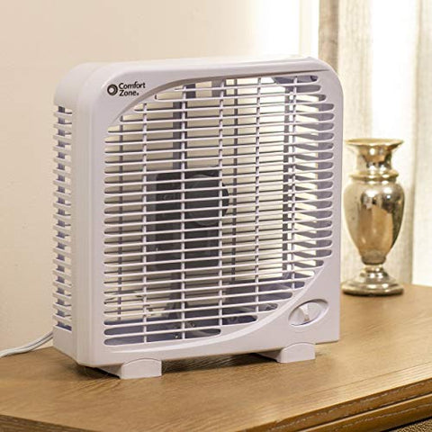 Comfort Zone CZ9BWT Portable 9-inch 2-Speed Quiet Box Fan for Home