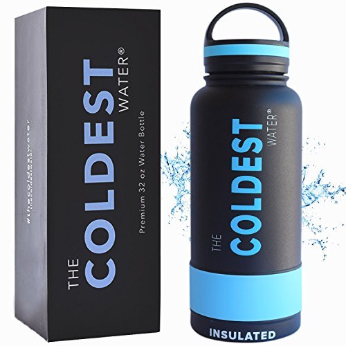 The Coldest Water Bottle 32 oz Wide Mouth Insulated Stainless Steel Hydro Thermos - Cold up to 36 Hrs/Hot 13 Hrs Double Walled Flask with Strong Cap