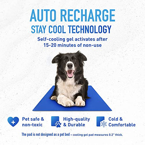 Chillz Cooling Mat For Dogs, Large Size Cool Pad – Pressure Activated Gel – No Electricity or Refrigeration Required – 36 x 20 Inches