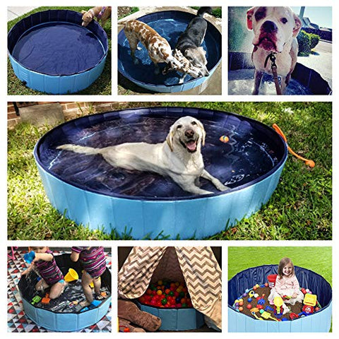 Jasonwell Foldable Dog Pet Bath Pool Collapsible Dog Pet Pool Bathing Tub Kiddie Pool for Dogs Cats and Kids (48inch.D x 11.8inch.H, Blue)