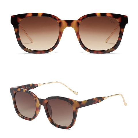 SOJOS Classic Polarized Sunglasses for Women Men Mirrored Lens SJ2050 with Tortoise Frame/Brown Polarized Lens