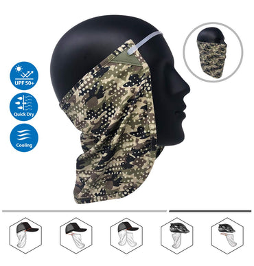 Neck or Face Sun Mask, 1 Removable Universal Fit Headband with 1 Flap, 4 Season Performance | Caps | Hats | Bike + Ski Helmets UPF 50+ CoolNES Patent