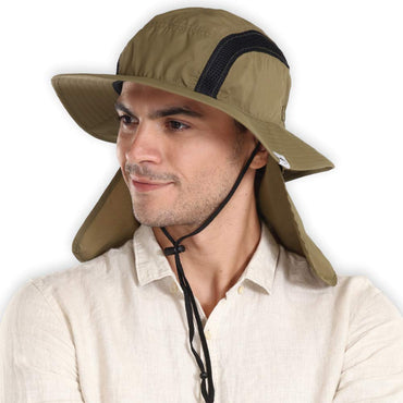 Outdoor Boonie Sun Hat for Men & Women - Wide Brim Summer Hat with Packable Neck Flap for Sunburn & UV Protection - Bucket Hat for Fishing & Hiking.