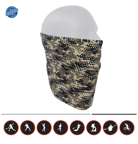 Neck or Face Sun Mask, 1 Removable Universal Fit Headband with 1 Flap, 4 Season Performance | Caps | Hats | Bike + Ski Helmets UPF 50+ CoolNES Patent