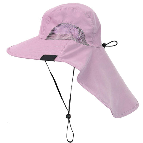 Sun Blocker Neck Flap Hat,Wide Brim Sun Protection Fishing Hat for Women Safari Hiking Camping Working Boating Gardening Outdoor Adventures Pink