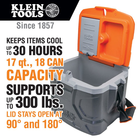Work Cooler 17-Quart, Keep Cool 30 Hours, Seats 300 Pounds, Tradesman Pro Tough Box Klein Tools 55600