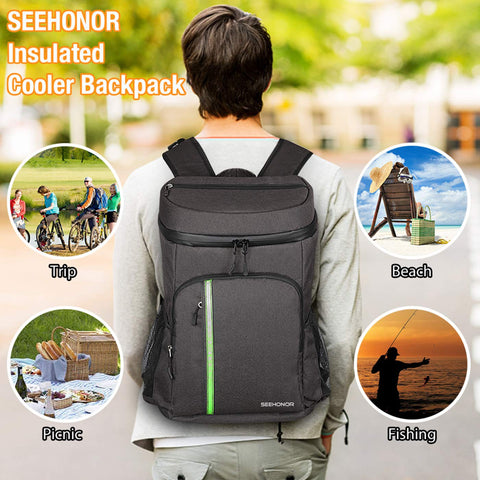 Insulated Cooler Backpack Leakproof Soft Cooler Bag Lightweight Backpack with Cooler for Picnic Hiking Camping Beach Park, 30 Cans