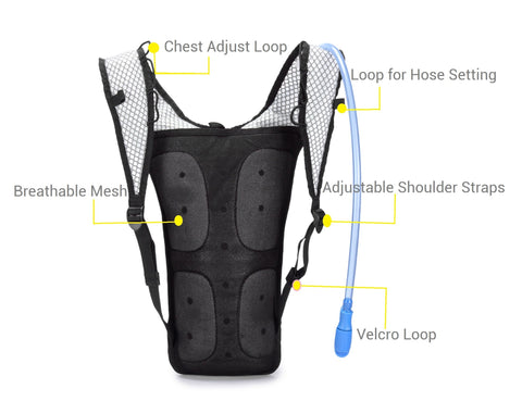 Hydration Backpack Pack with 2L BPA Free Bladder - Lightweight Pack Keeps Liquid Cool Up to 4 Hours - Great Storage Compartments - for Running Hiking
