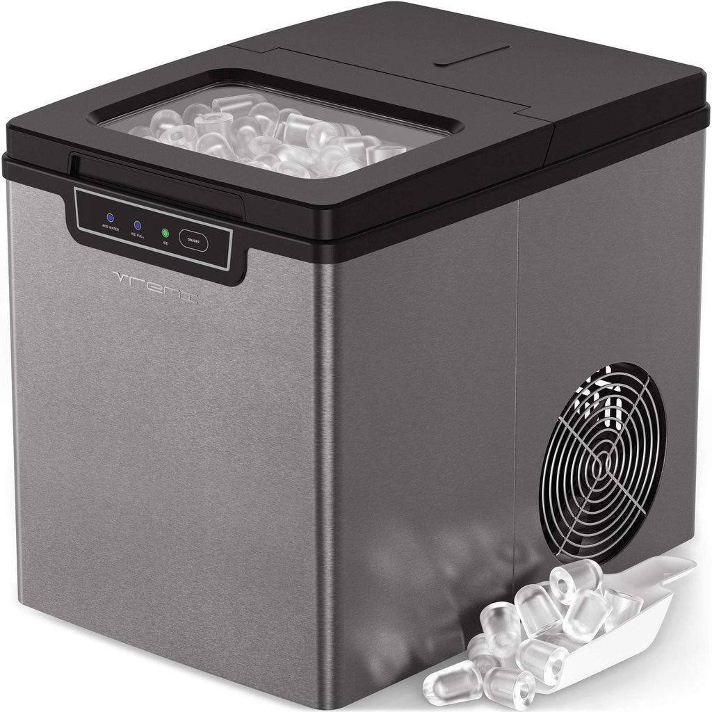 Vremi Countertop Ice Maker - Ice Ready in 9 Minutes - Makes 26 Pounds Ice in 24 hrs - Portable Ice Maker with Ice Scoop and Basket