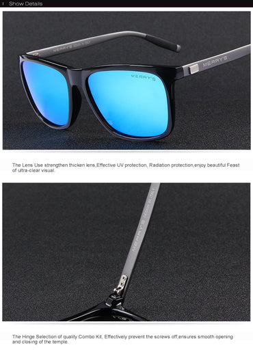 MERRY'S Unisex Polarized Aluminum Sunglasses Vintage Sun Glasses For Men/Women S8286 (Blue, 56)