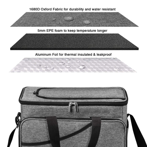 CANWAY Cooler Bag 40-Can Large, Insulated Soft Sided Cooler Bag with 2 Ice Packs for Outdoor Travel Hiking Beach Picnic BBQ Party, Gray