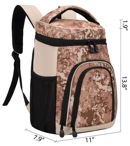 MIER Insulated Cooler Backpack Leakproof Soft Cooler for Lunch, Picnic, Hiking, Beach, Park, 24Can, Camo