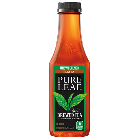 Pure Leaf Iced Tea, Unsweetened, Real Brewed Black Tea, 0 Calories, 18.5 Ounce (Pack of 12)