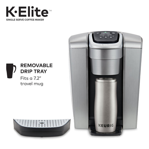 Keurig K-Elite Single Serve K-Cup Pod Maker with with Strength and Temperature Control, Iced Coffee Capability, 12oz Brew Size, Brushed Silver