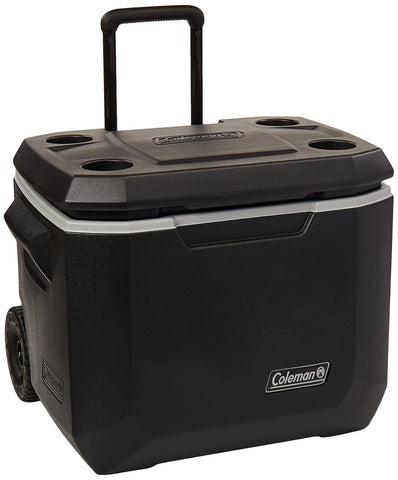 Coleman Wheeled Cooler Keeps Ice Up to 5 Days | Heavy-Duty 50-Quart Cooler with Wheels for Camping, BBQs, Tailgating & Outdoor Activities