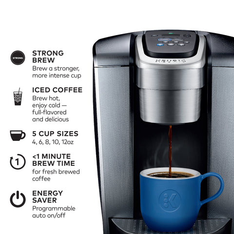 Keurig K-Elite Single Serve K-Cup Pod Maker with with Strength and Temperature Control, Iced Coffee Capability, 12oz Brew Size, Brushed Silver